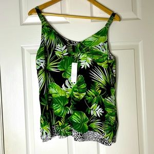 NWT reversible WHBM cami green/black leaves and black/white animal print